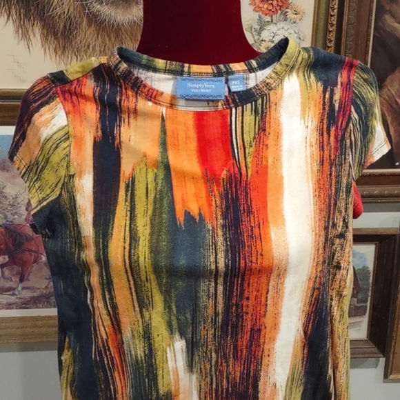 SimplyVera Vera Wang Paint Brush Shirt Abstract - Picture 3 of 7